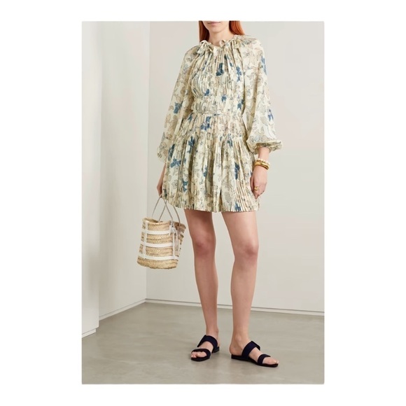 Ulla Johnson Sefia tiered pleated printed silk-crepe mini dress